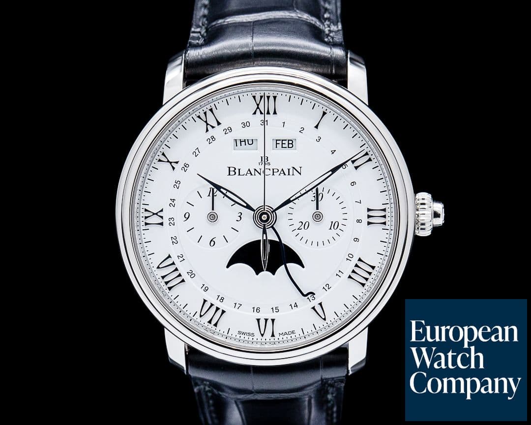 Image of Blancpain 6685 Villeret Chronographe Monopoussoir SS White Dial