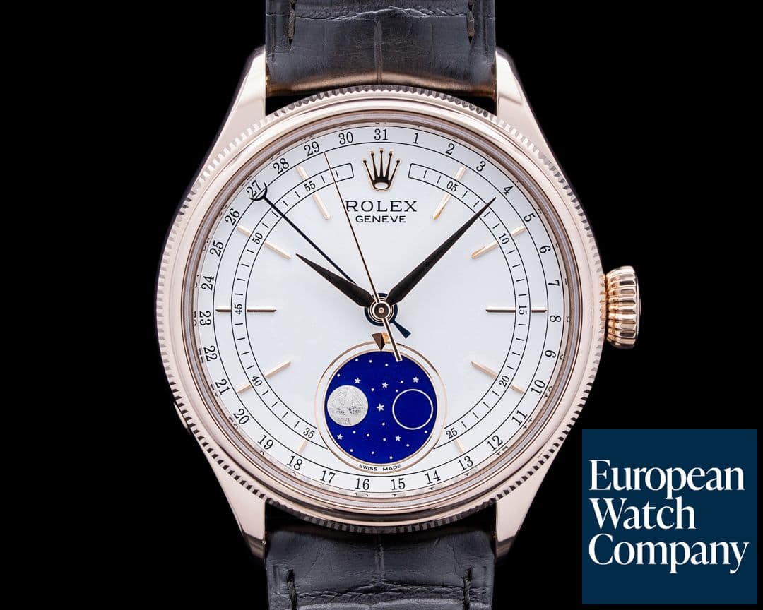 Image of Rolex 50535 Cellini Moonphase 18K Rose Gold White Dial