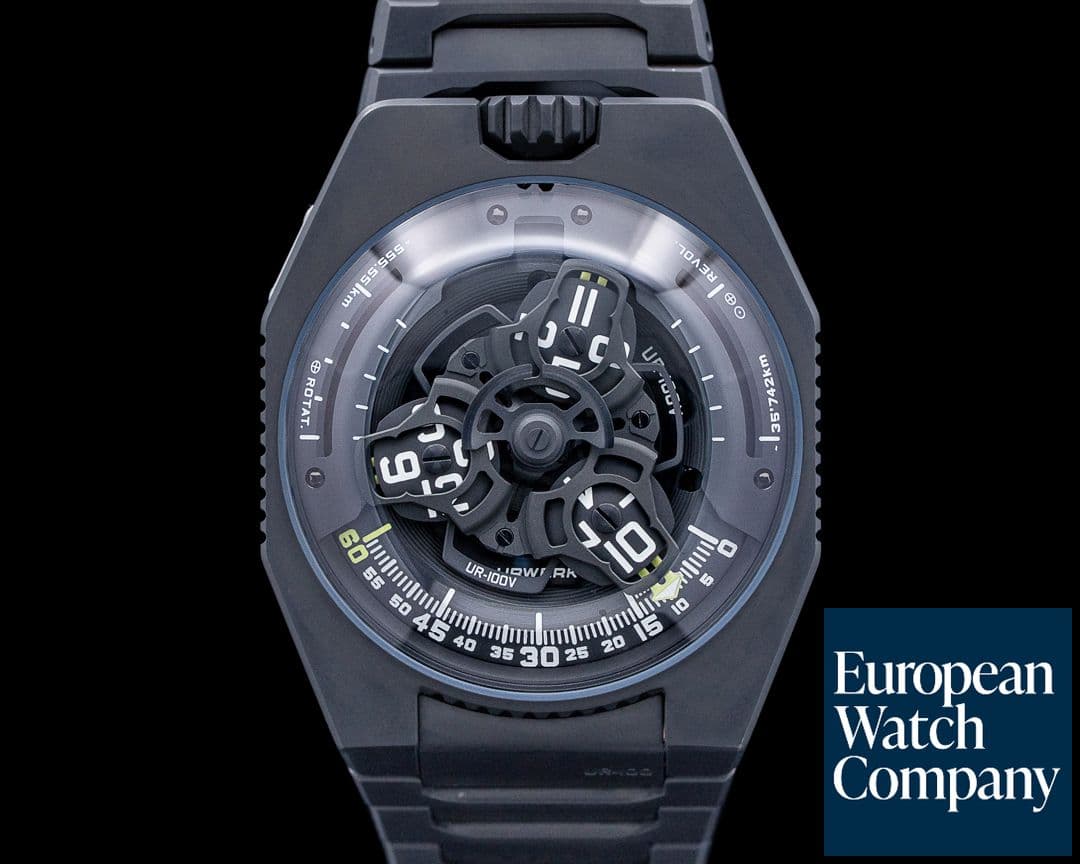 Image of URWERK UR-100V FTJ UR-100V Full Black Titanium Jacket Black Dial LIMITED