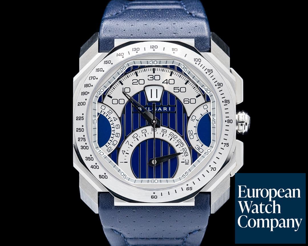 Image of Bulgari 101989 Octo Maserati Quadri-Retro Chronograph SS S Blue Dial
