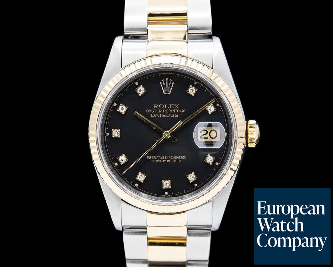 Image of Rolex 16233 Datejust 18K Yellow Gold / SS Black Diamond Dial Circa. 2000