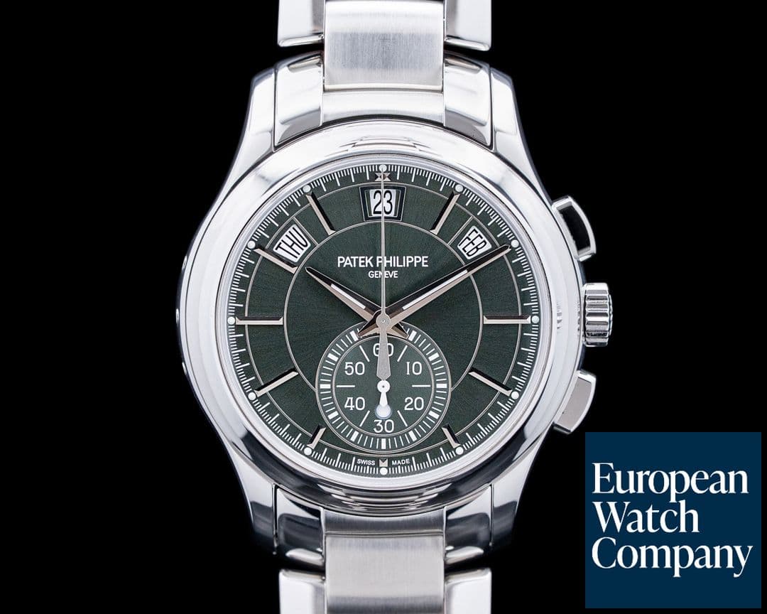 Image of Patek Philippe 5905 Annual Calendar Chronograph SS Olive Green Dial