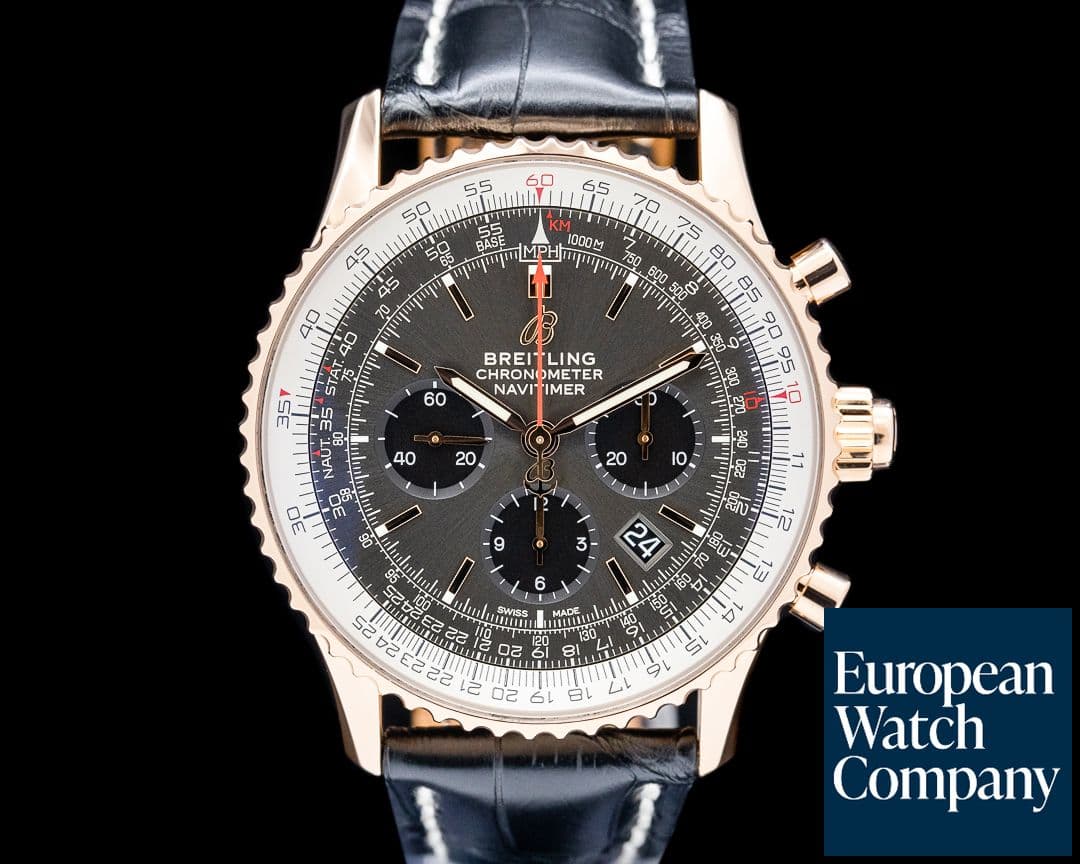 Image of Breitling RB0311 Navitimer Rattrapante 18K Rose Gold Black Dial