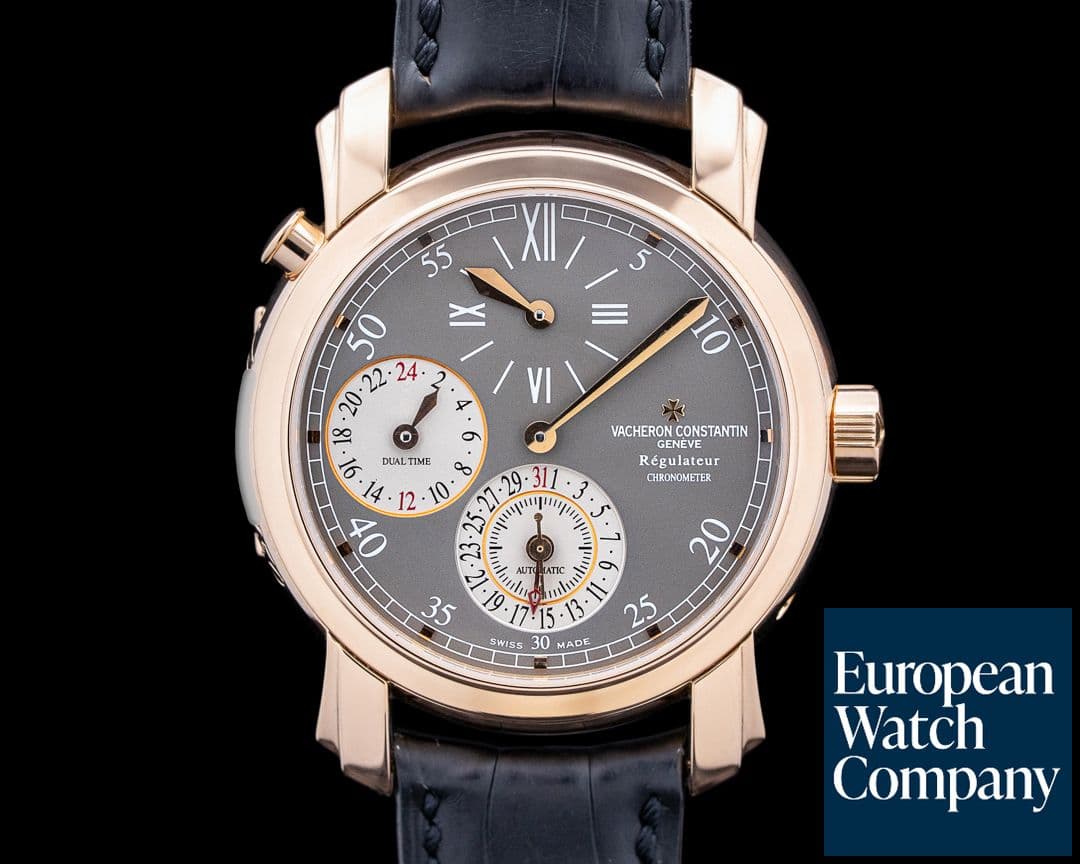 Image of Vacheron Constantin 42005/000R Malte Dual Time Regulator 18K Rose Gold Gray Dial LIMITED