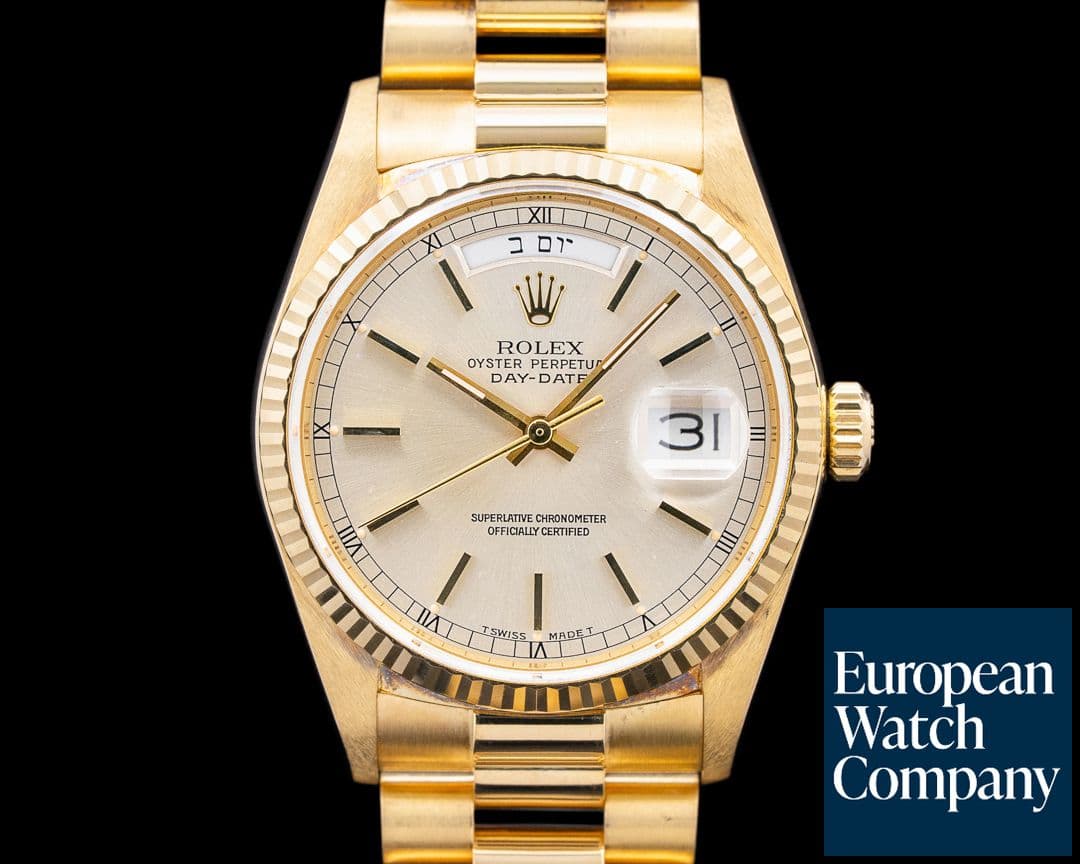 Image of Rolex 18038 Day Date HEBREW President 18K Yellow Gold Champagne Dial