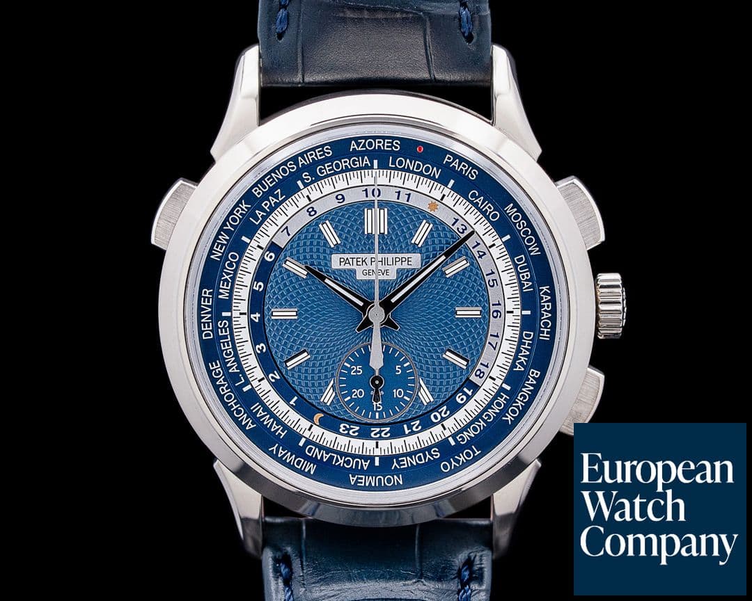 Image of Patek Philippe 5930G-001 World Time Chronograph 18K White Gold Blue Dial