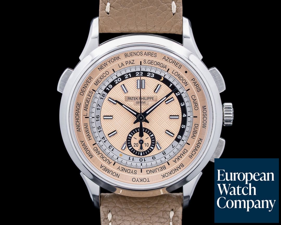 Image of Patek Philippe 5935A World Time Chronograph Flyback SS Salmon Dial