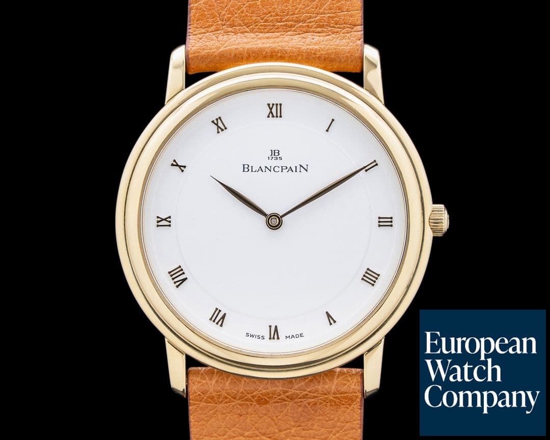 Image of Blancpain 0021-1418-55 Villeret Ultra Slim 18K Yellow Gold White Dial