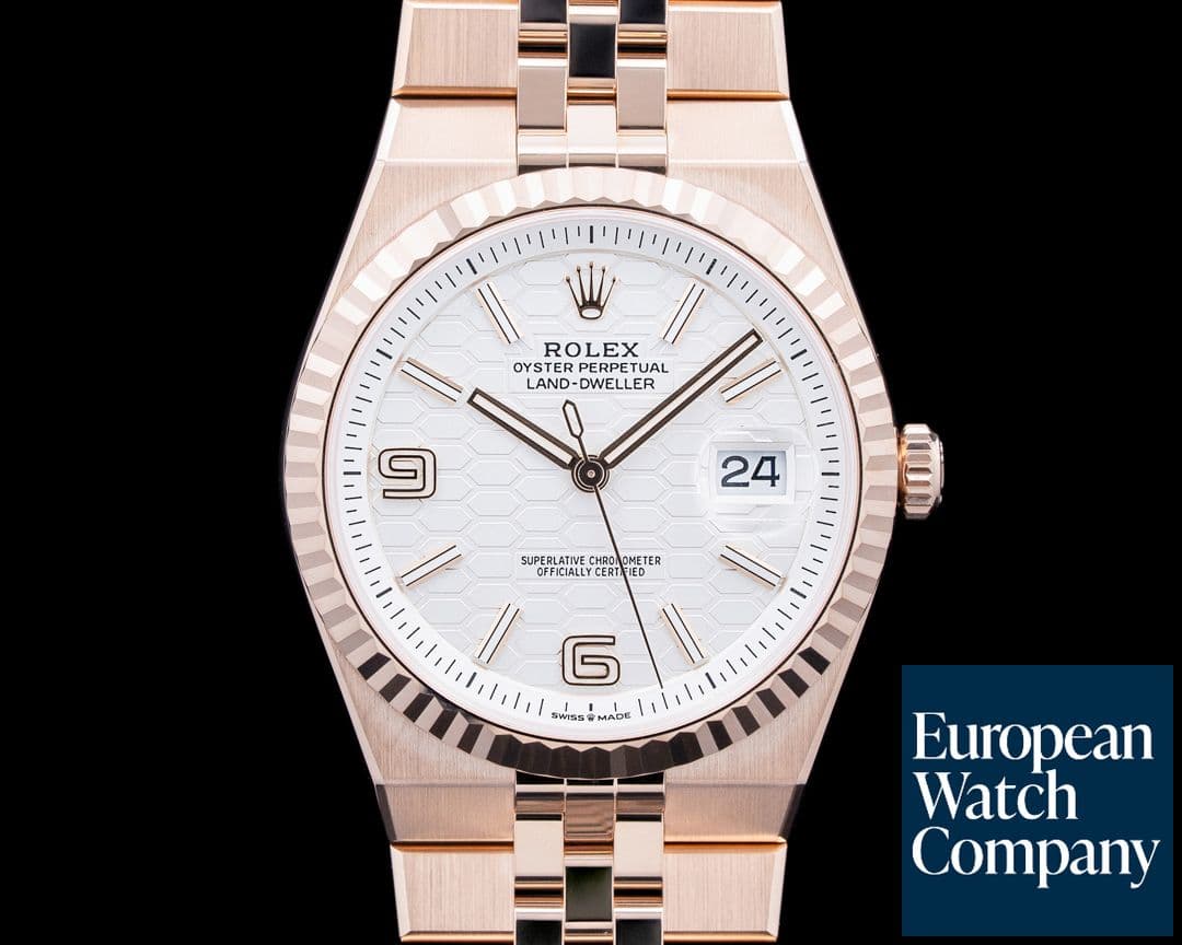 Image of Rolex 127335 Land-Dweller 18K RG White Honeycomb Dial 2026 UNWORN