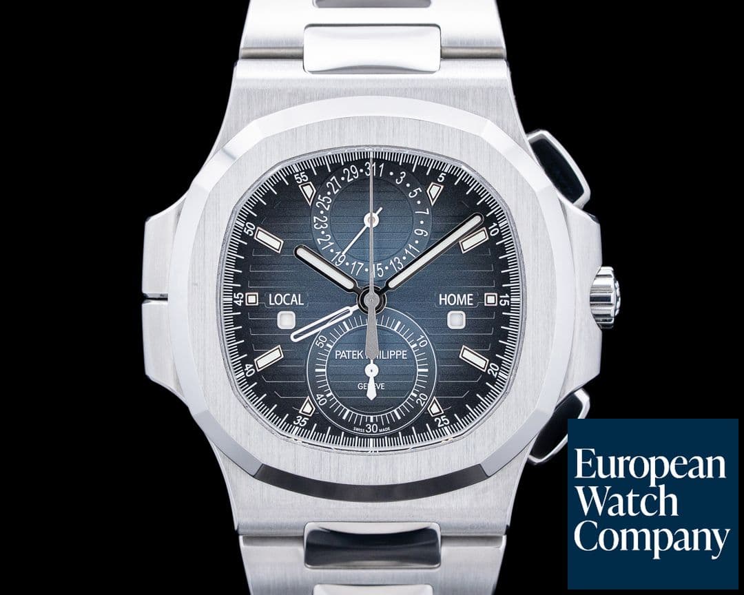 Image of Patek Philippe 5990 Nautilus Travel Time Chronograph SS Blue Dial