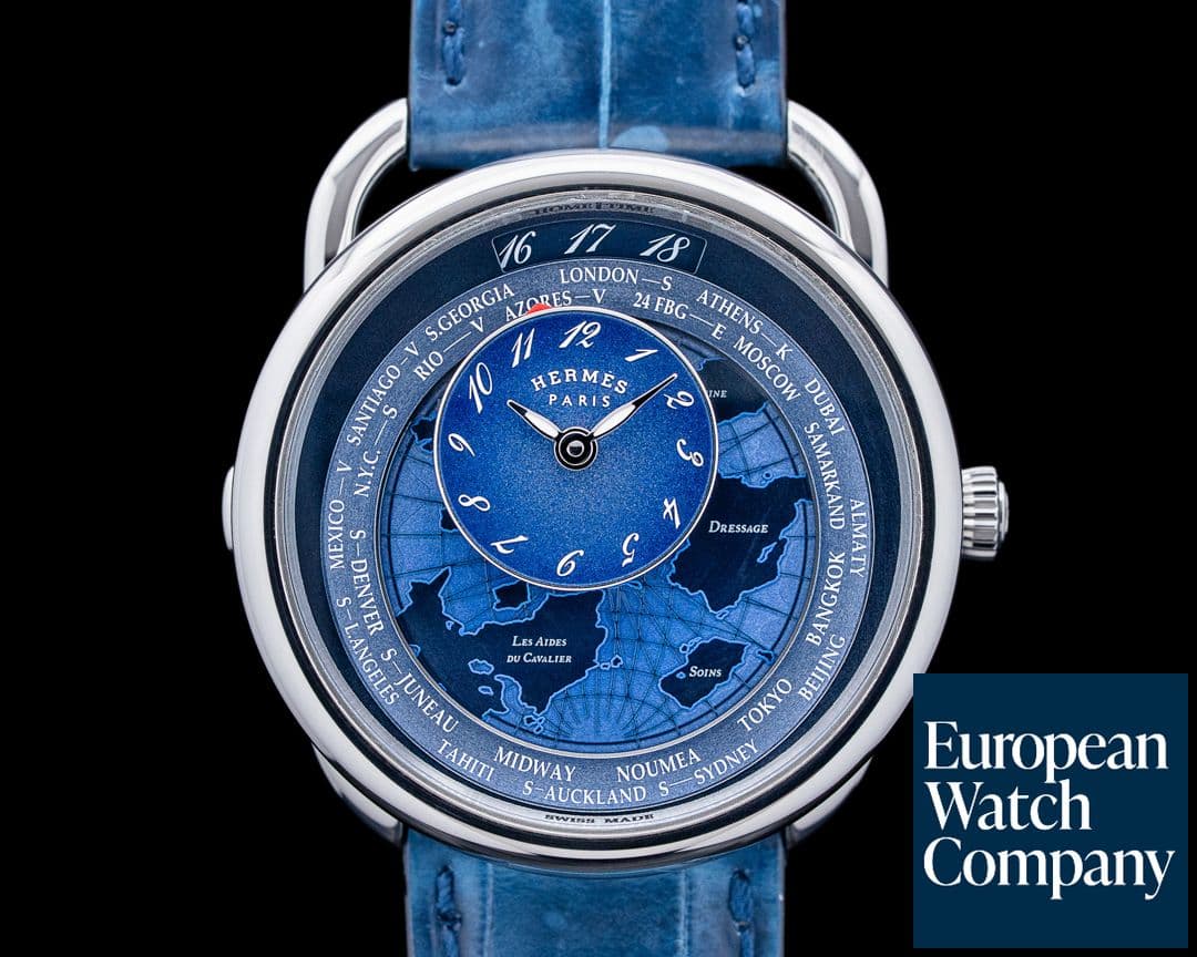 Image of Hermes Arceau Le Temps Voyageur SS Blue Dial