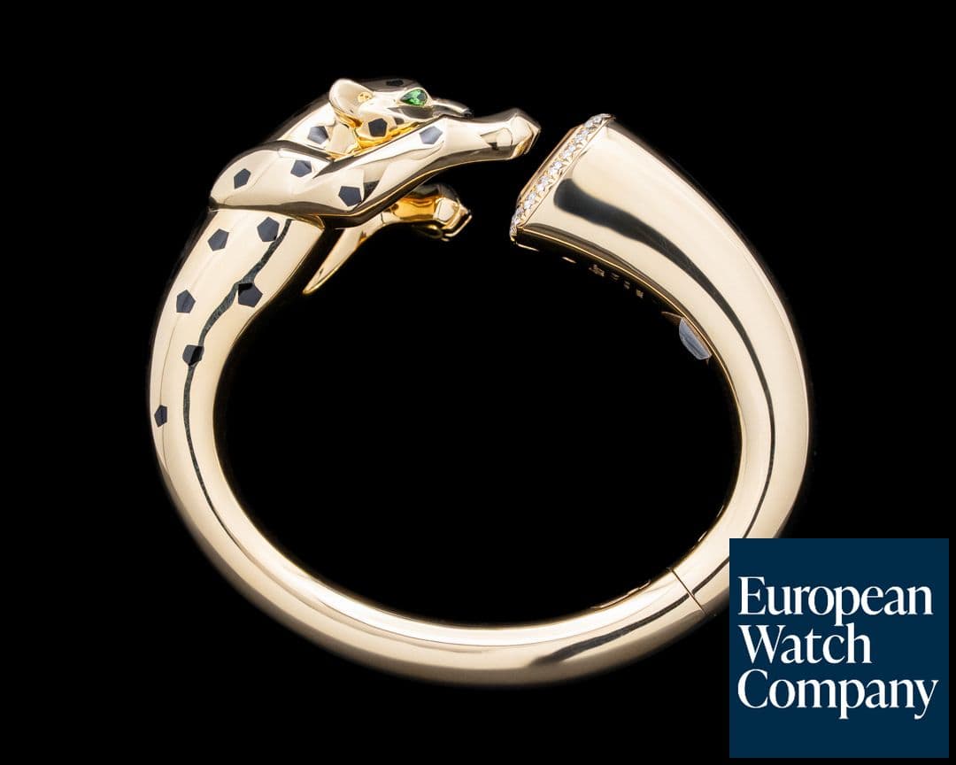 Image of Cartier Panthere de Cartier Bangle 18K YG Diamonds Black Lacquer Dial 2025
