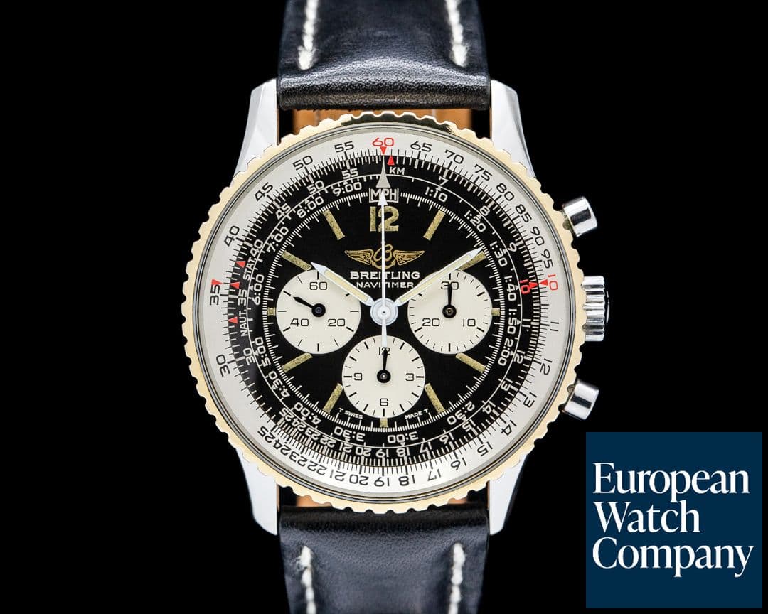 Image of Breitling 81600 Navitimer Cosmonaute SS / 18K YG Black Dial