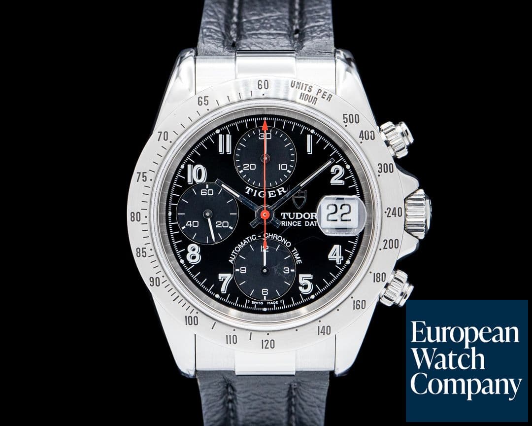Image of Tudor 79270 Prince Date Chrono Time Chronograph SS Black Dial