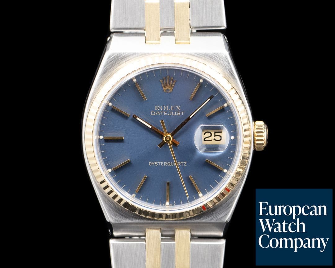 Image of Rolex 17013 Oysterquartz Datejust SS / 18K Yellow Gold Blue Dial