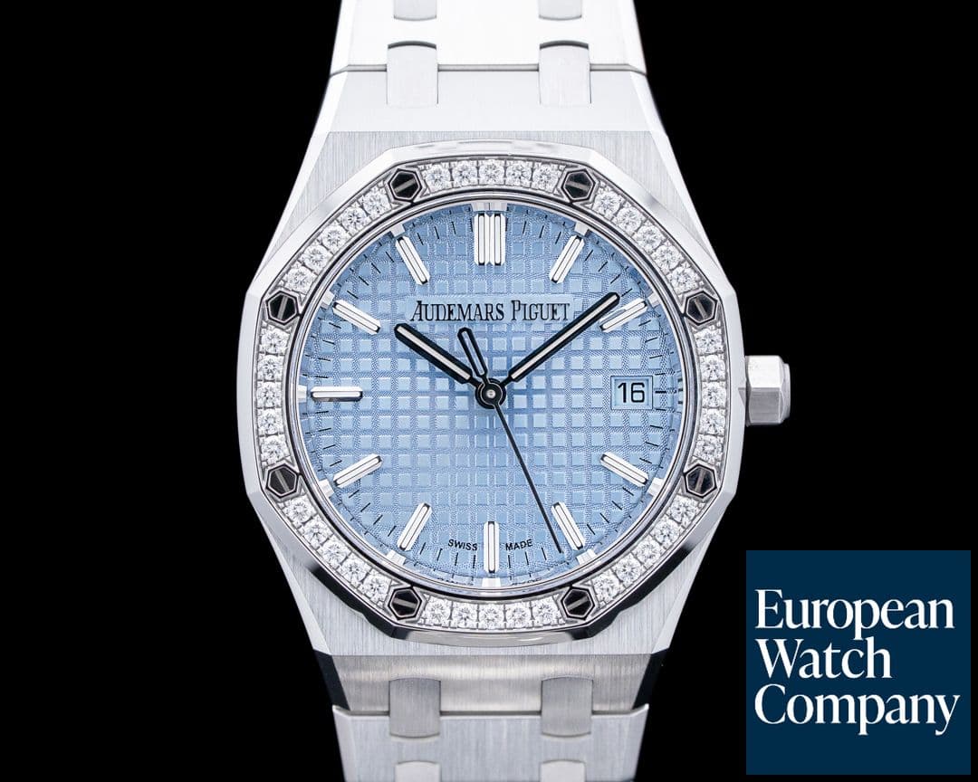 Image of Audemars Piguet 77451ST Royal Oak Diamond Bezel SS Light Blue Dial
