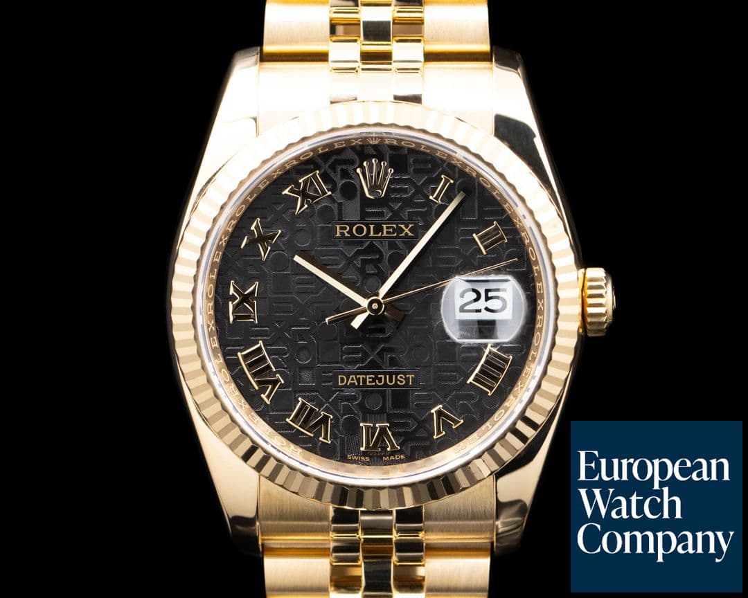 Image of Rolex 116238 Datejust 36 18K YG Super Jubilee Black Anniversary Dial RARE