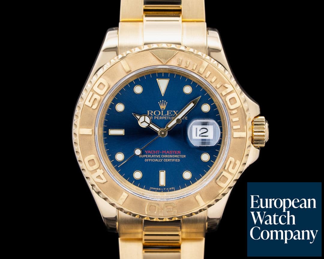 Image of Rolex 16628 Yacht Master 18K Yellow Gold Sunburst Blue Dial Circa. 2000 RARE