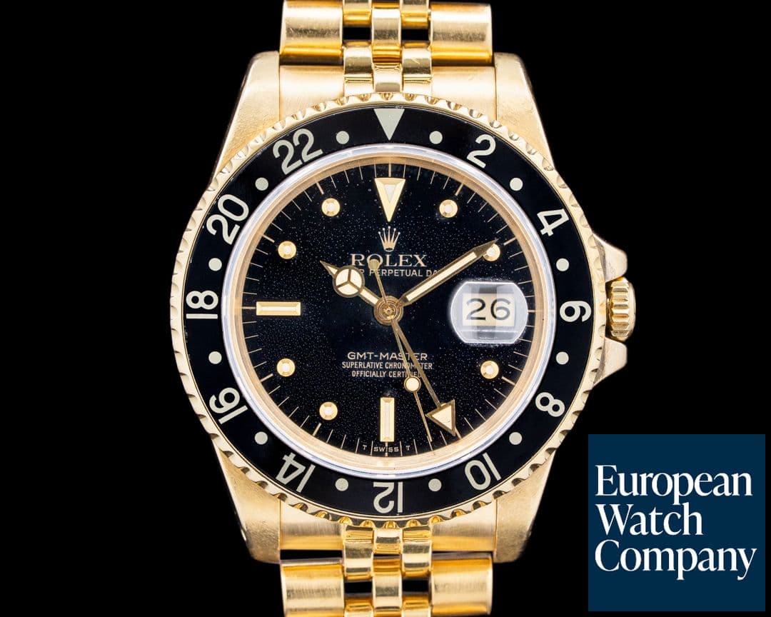 Image of Rolex 1675/8 GMT Master 18K Yellow Gold Black Dial Circa. 1984