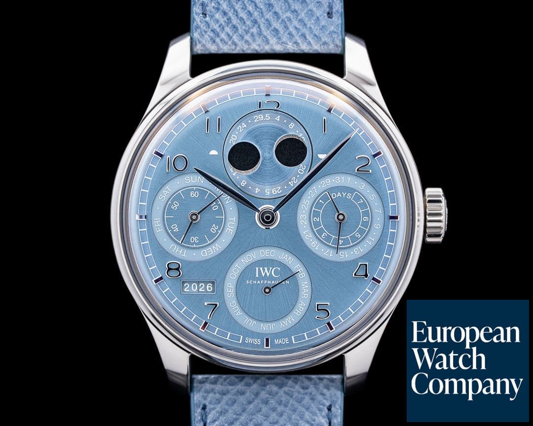 Image of IWC IW503703 Portugieser Perpetual Calendar 44 18K White Gold Blue Dial