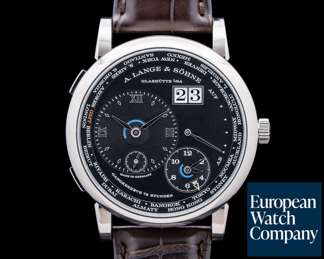 Image of A. Lange and Sohne 136.029 Lange 1 Time Zone 18K White Gold Black Dial