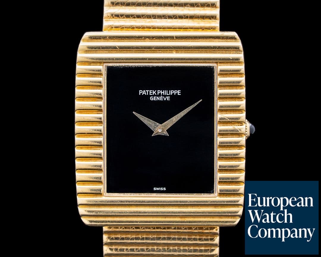 Image of Patek Philippe 3733/1J Gondolo 18K Yellow Gold Black Onyx Dial