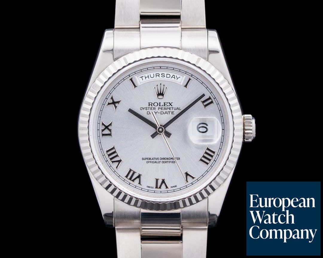 Image of Rolex 118239 Day Date President 18K White Gold Silver Roman Dial