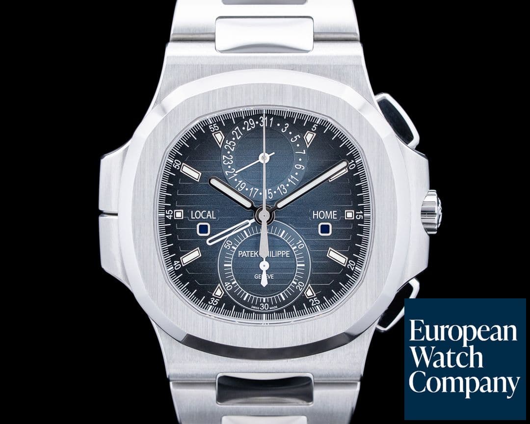 Image of Patek Philippe 5990 Nautilus Travel Time Chronograph SS Blue Dial