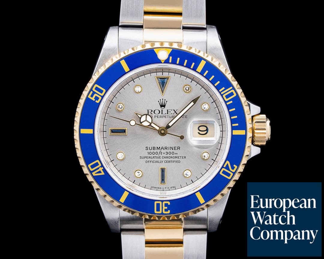 Image of Rolex 16613 Submariner "Serti" 18K YG / SS Silver Dial Circa. 1996
