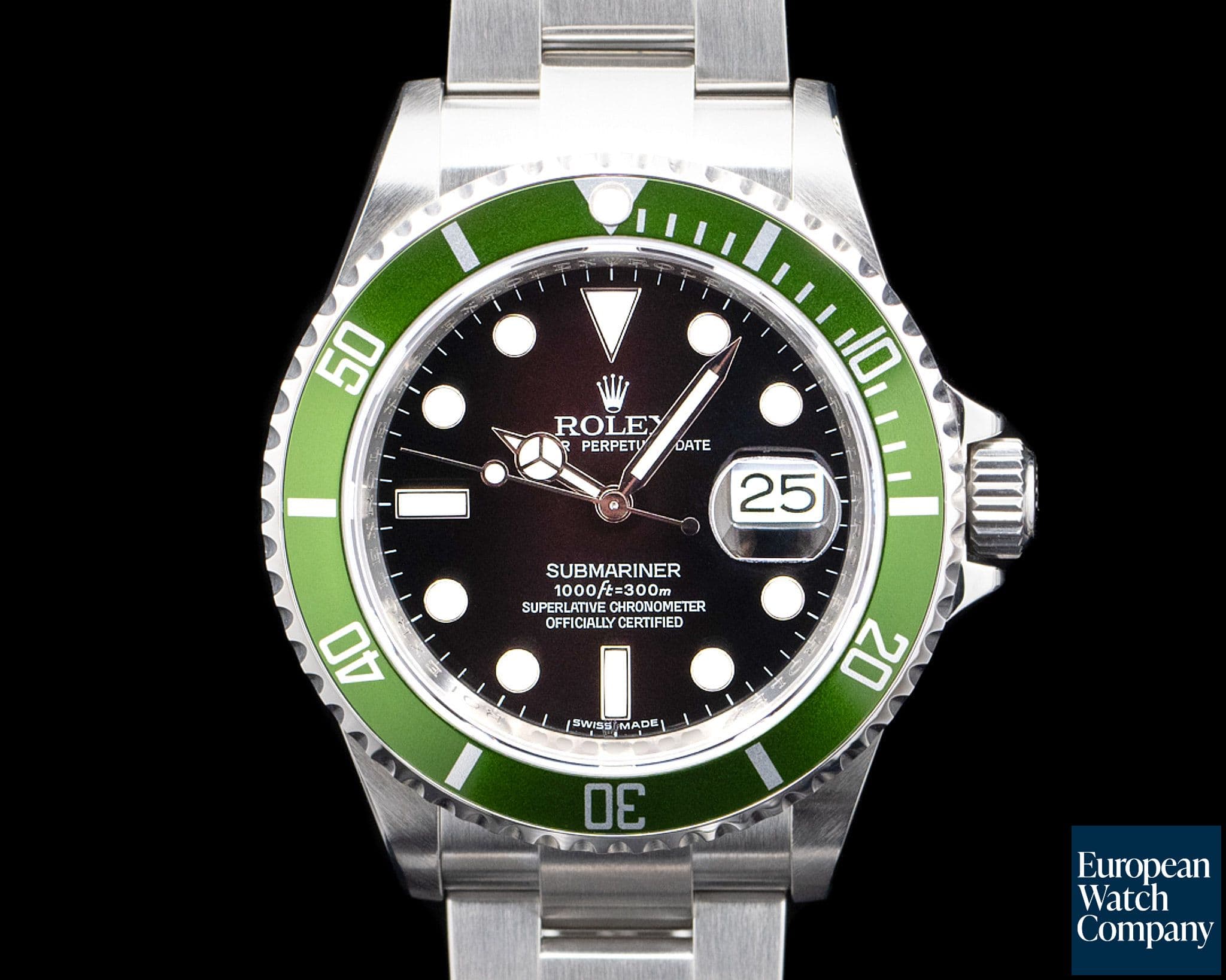 Image of Rolex 16610LV Kermit Submariner Date SS Black Dial