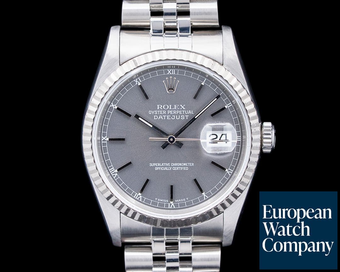 Image of Rolex 16234 Datejust Fluted Bezel SS Gray Dial Circa. 1991