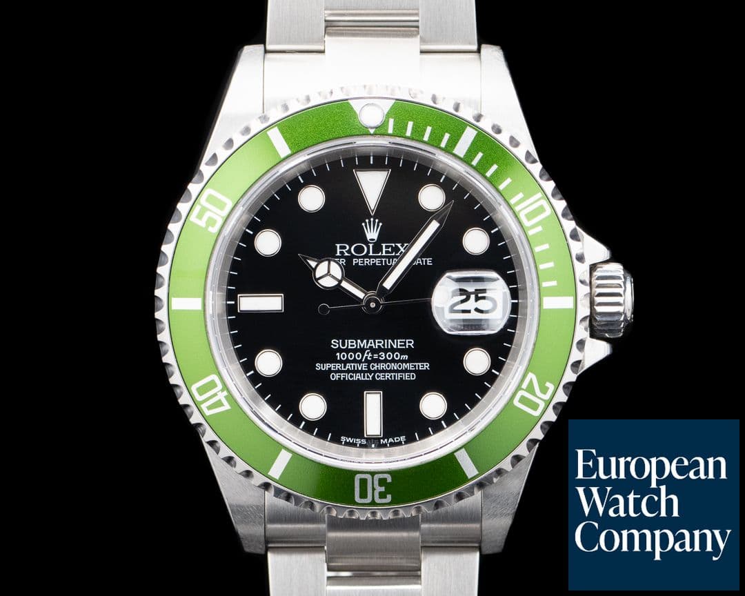 Image of Rolex 16610V "Submariner Kermit Flat 4" SS Black Dial
