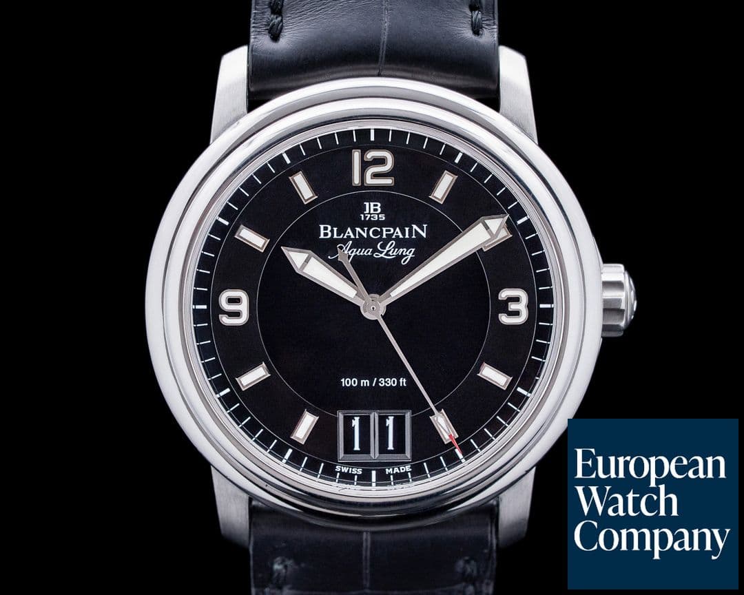 Image of Blancpain 2850B Aqua Lung Grande Date Stainless Steel Black Dial LIMITED
