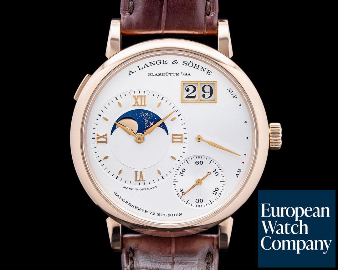 Image of A. Lange and Sohne 139.032 Grand Lange 1 Moon Phase 18K Rose Gold Silver Dial