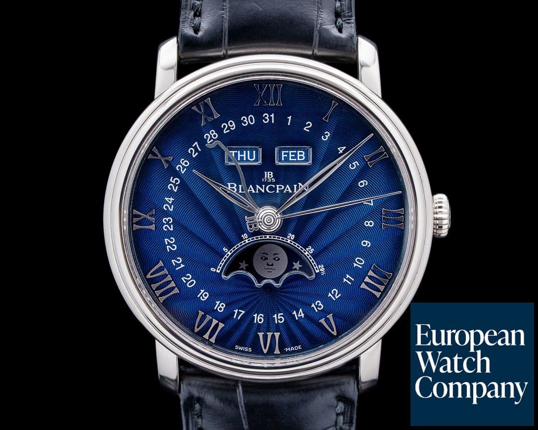 Image of Blancpain 6654 Villeret Quantieme Complet 18K White Gold Blue Dial