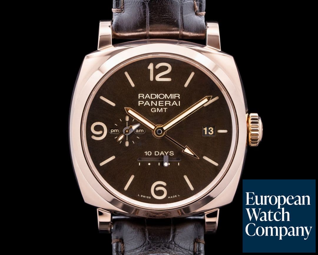 Image of Panerai PAM00624 Radiomir 1940 10 Days GMT 18K RG Brown Dial LIMITED