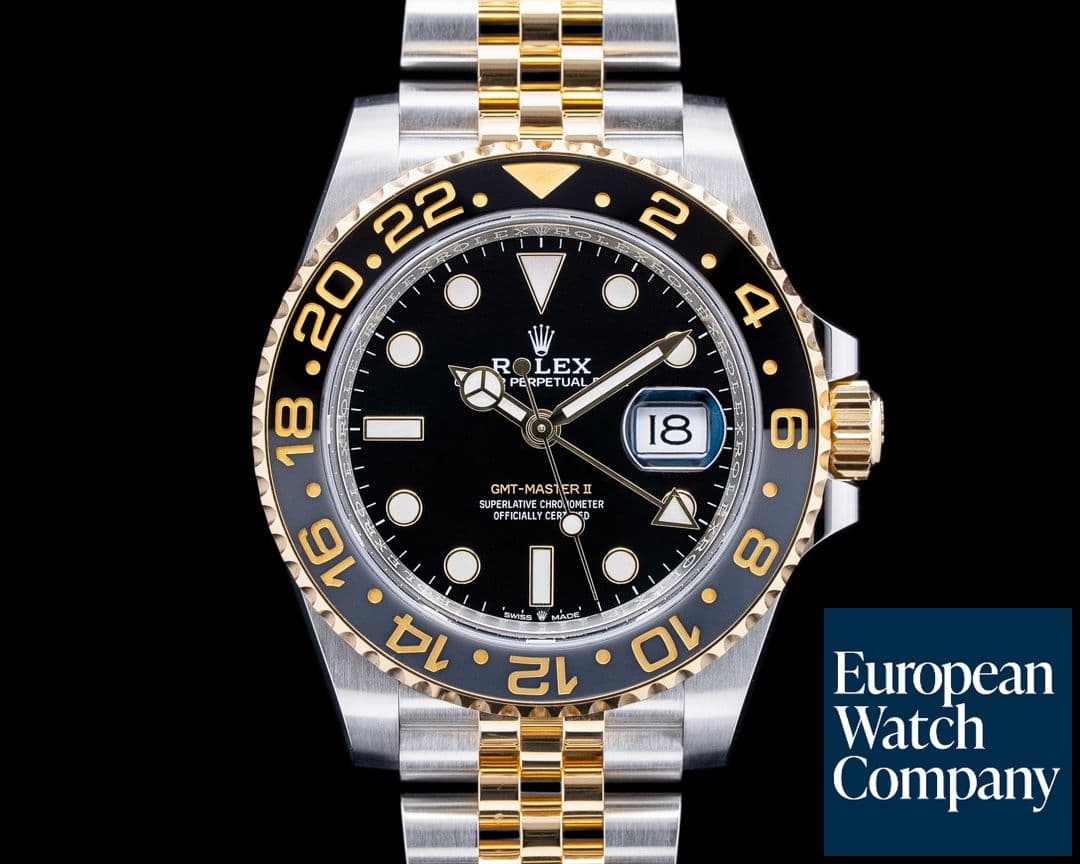 Image of Rolex 126713GRNR GMT Master II SS / 18K Yellow Gold Black Dial
