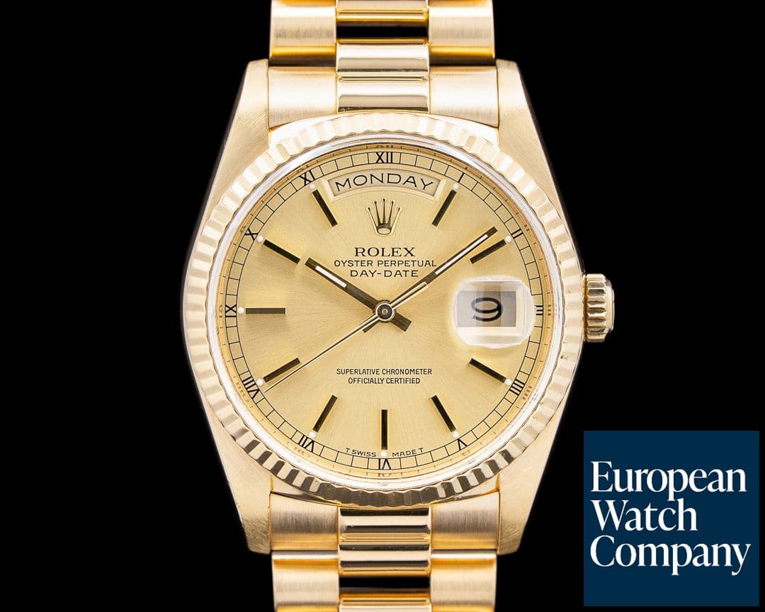 Image of Rolex 18238 Day Date President 18K Yellow Gold Champagne Dial Circa. 1990