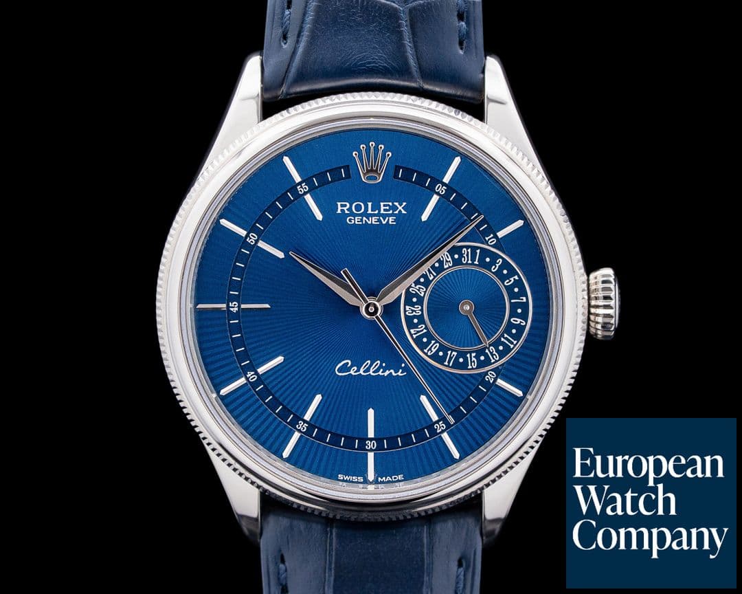 Image of Rolex 50519 Cellini Date 18K White Gold Blue Dial