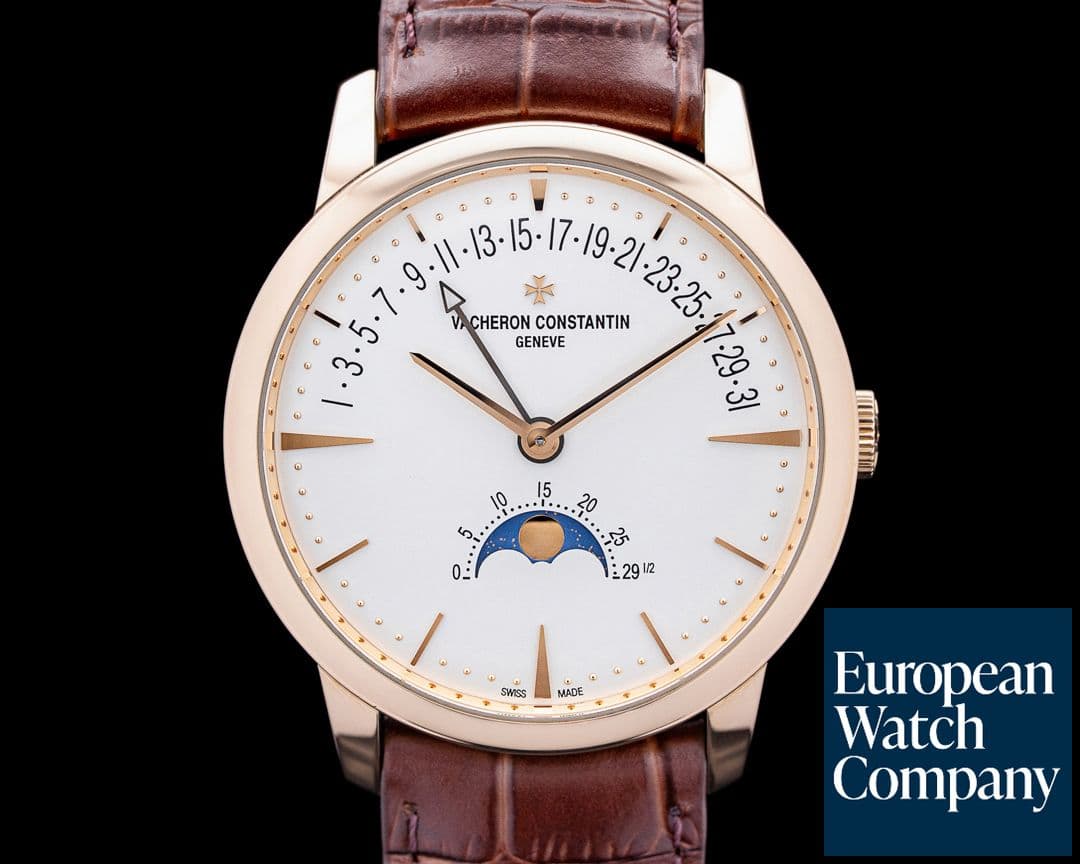 Image of Vacheron Constantin 4010U Patrimony Moon Phase Retrograde Date 18K Rose Gold Silver Dial