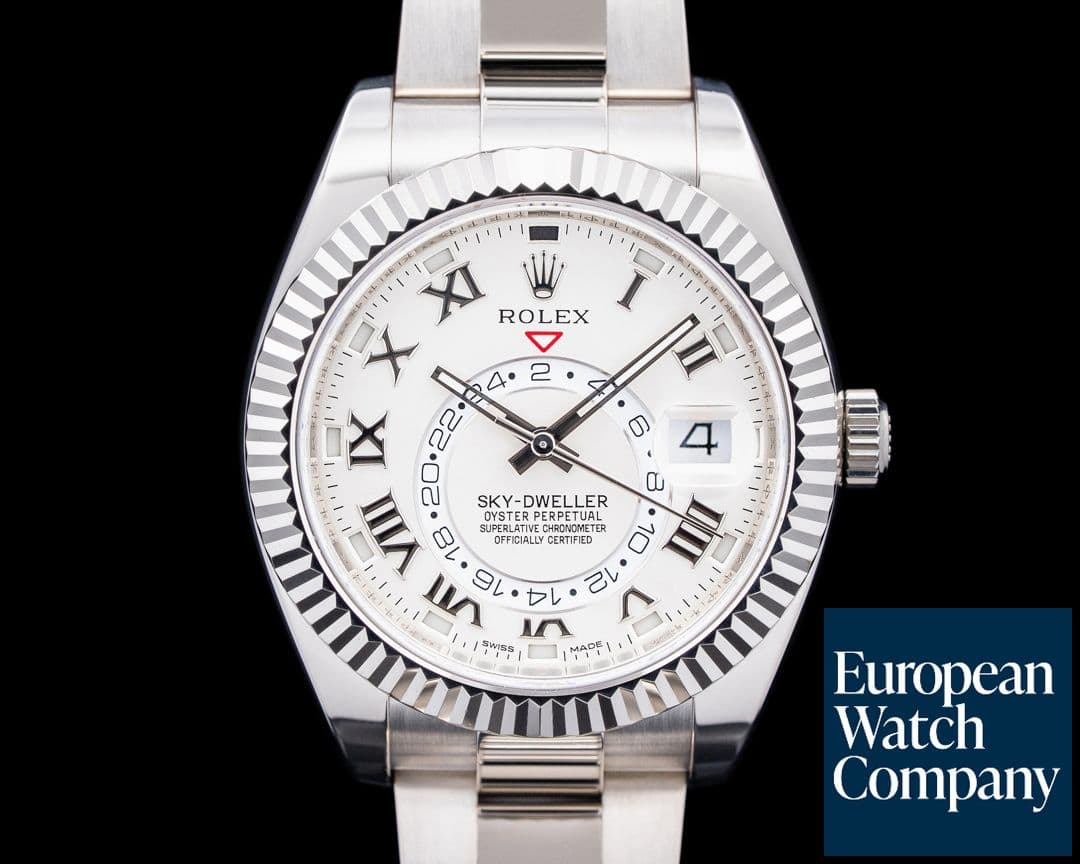 Image of Rolex 326939 Sky Dweller 18K White Gold Silver Roman Dial