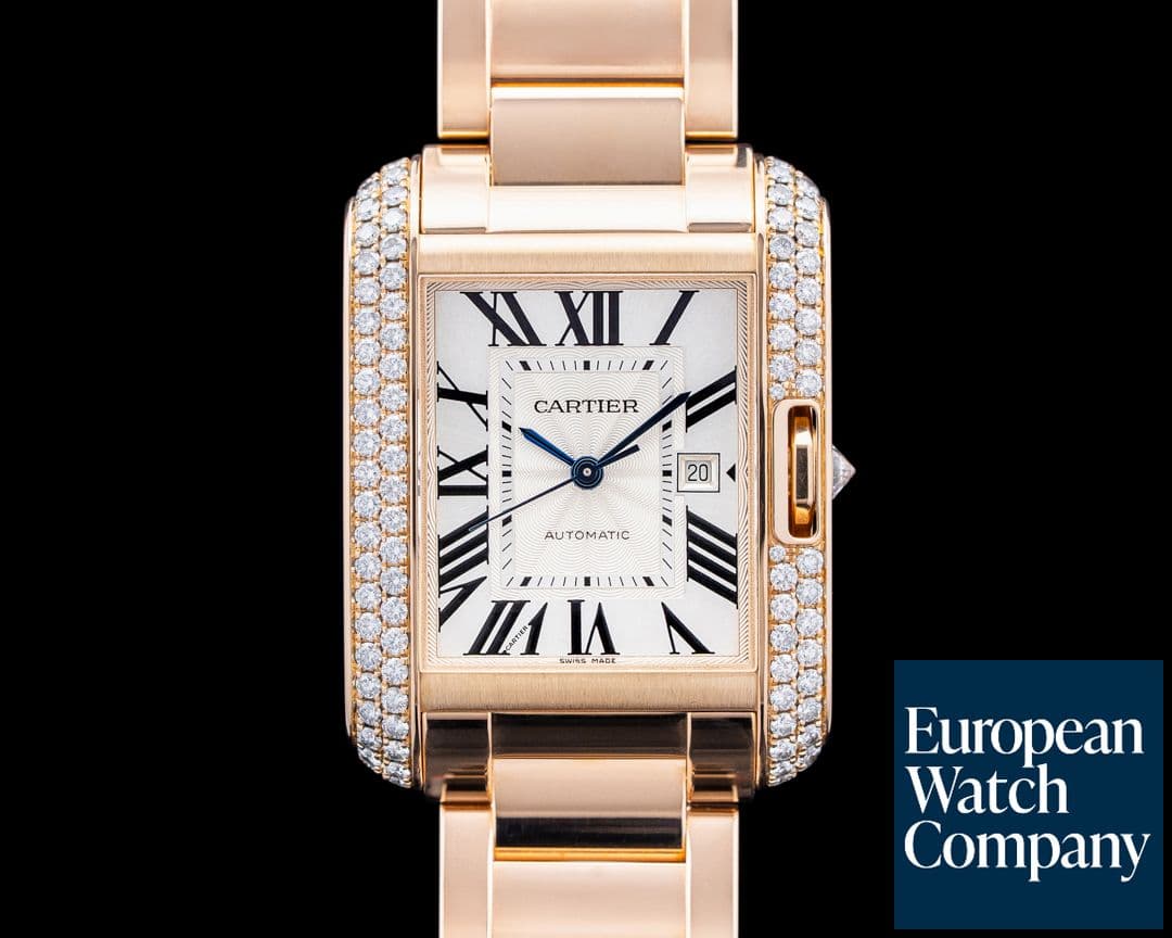 Image of Cartier WT100003 Tank Anglaise 18K Rose Gold Silver Dial