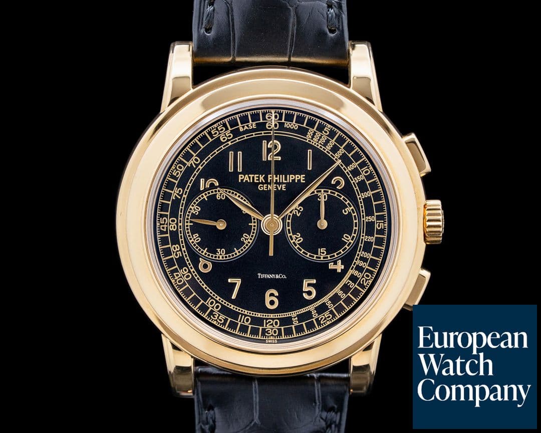 Image of Patek Philippe 5070J Chronograph "Tiffany & Co." 18K Yellow Gold Black Dial