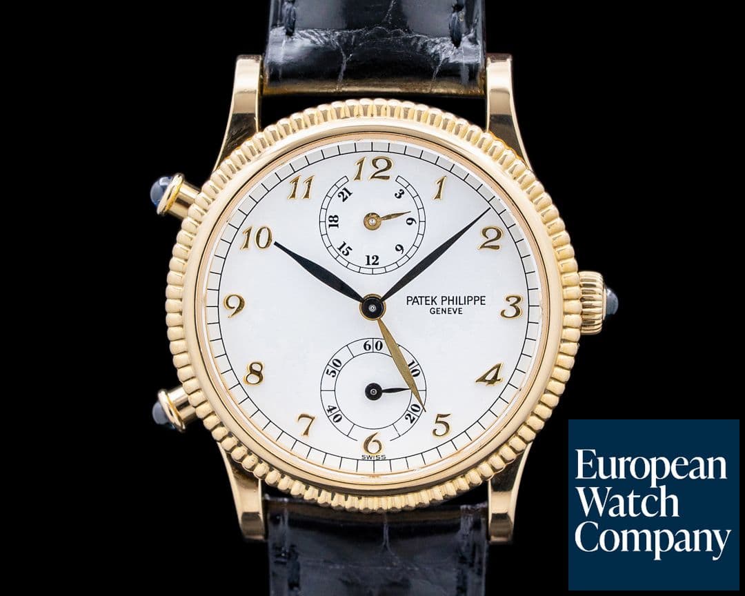 Image of Patek Philippe 4864J Calatrava Travel Time 18K Yellow Gold White Dial
