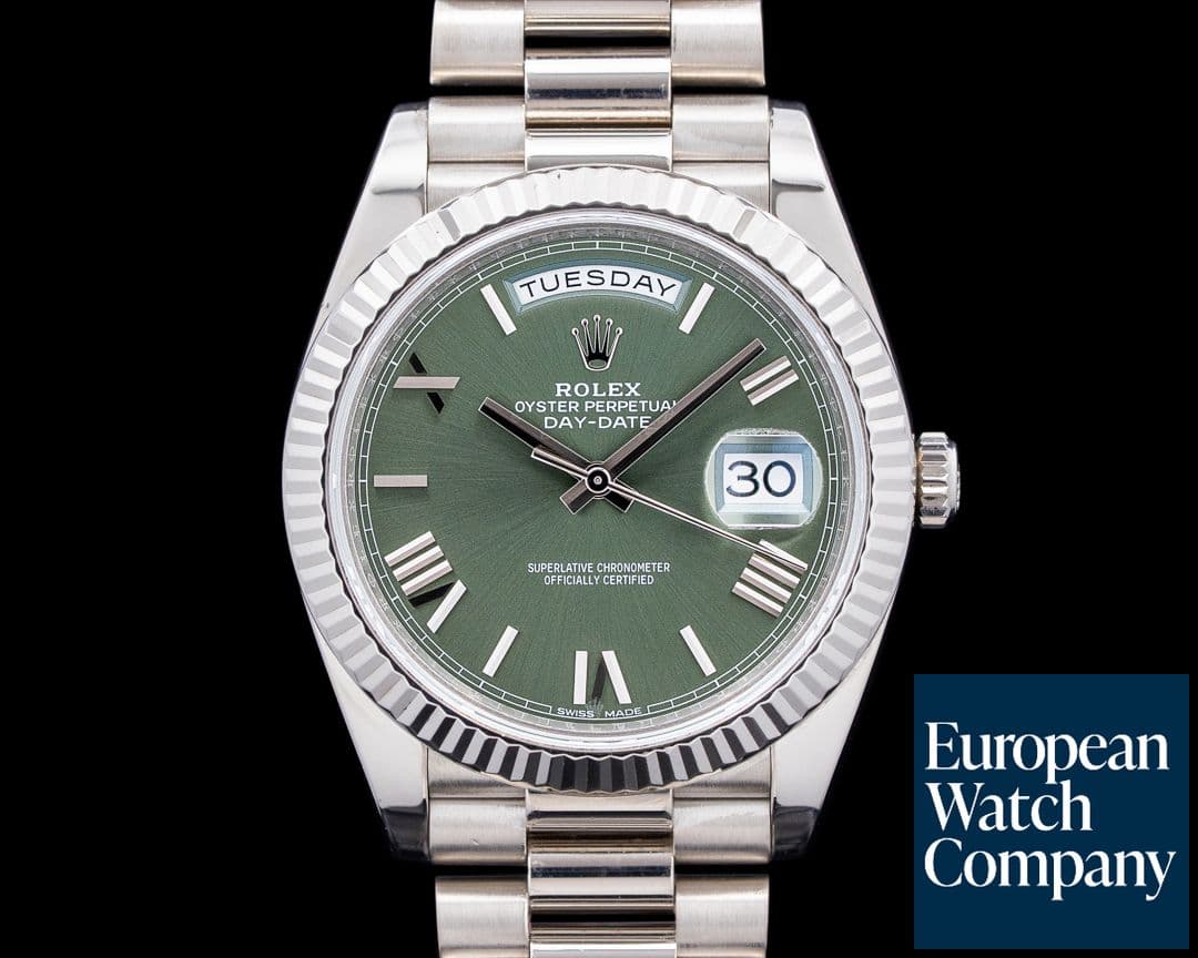 Image of Rolex 228239 Day-Date 40MM 18K White Gold Green Roman Dial