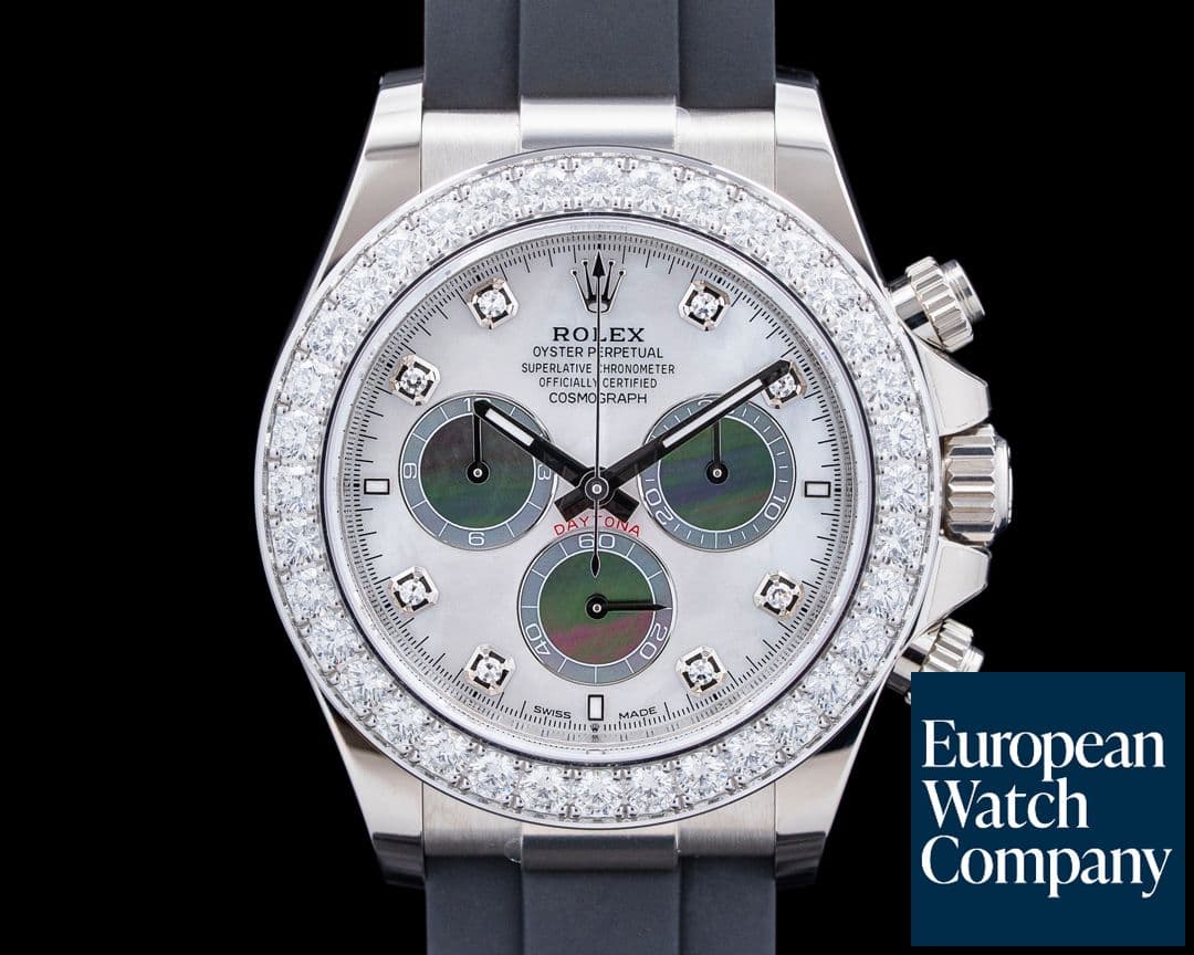 Image of Rolex 126589RBR Cosmograph Daytona 18K WG Diamond Bezel MOP Dial UNWORN