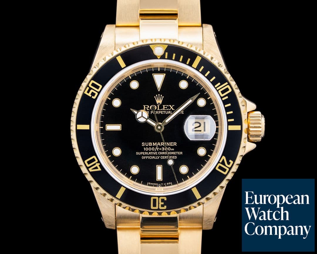 Image of Rolex 16618 Submariner Date 18K Yellow Gold Black Dial Circa. 1991