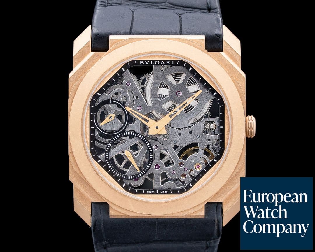 Image of Bulgari 102946 Octo Finissimo Skeleton 18K Rose Gold Skeleton Dial