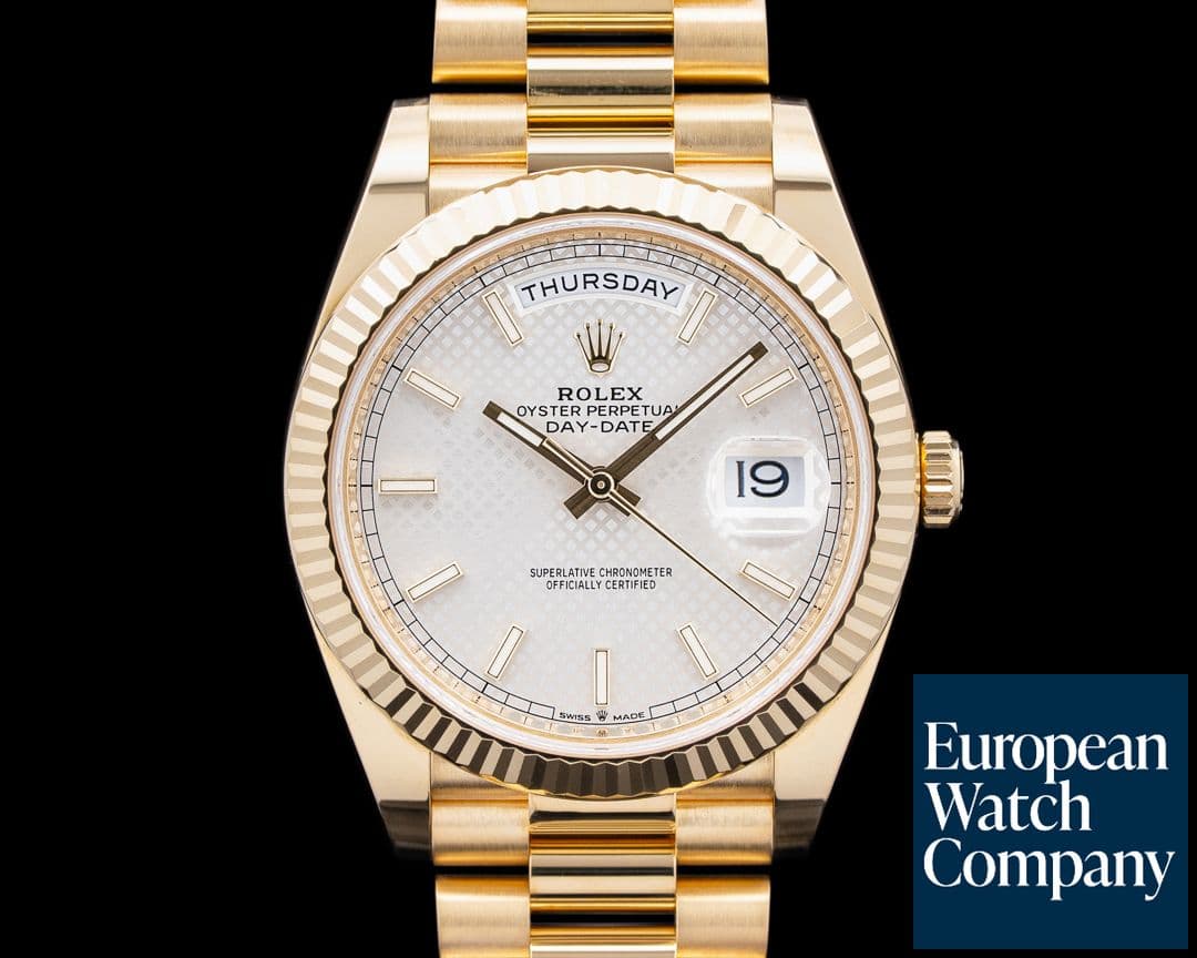 Image of Rolex 228238 Day-Date 40MM 18K Yellow Gold Silver Motif Dial