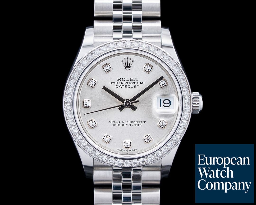 Image of Rolex 278384RBR Datejust 31 SS Diamond Bezel Silver Diamond Dial 2025 UNWORN